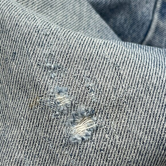 American Eagle Rigid Denim Blue Jeans Size 12 Long Light Wash Distressed Vintage - Picture 13 of 16